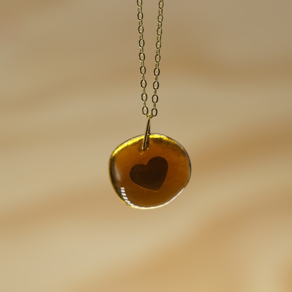 1942 Don Julio Tequila Glass Necklace Heart Recycled Sustainable Gold Seaglass - Picture 4 of 8